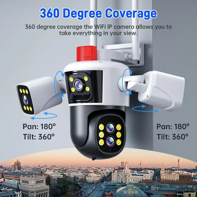8K Outdoo 10X Optical Zoom WiFi IP Camera 16MP Four Lens Three Screens Human Auto Tracking 6K Security Video Surveillance CCTV 2