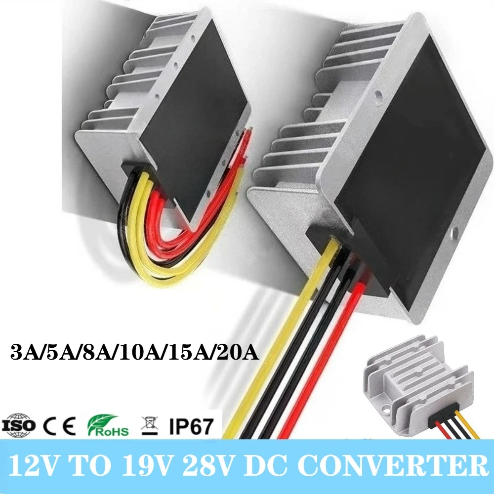 12V에서 19V 28V로 변환하는 3A 5A 8A 10A 15A 20A DC-DC 부스트 컨버터 안정기 전압 조절기 스텝업 파워 모듈 (자동차용, 신뢰성 높음)