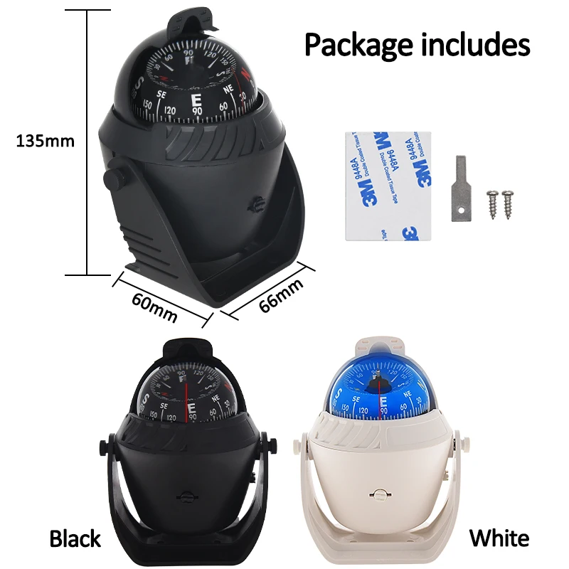 TINGB Marine Compass Red Illuminated Pivoting Compass Car Boat