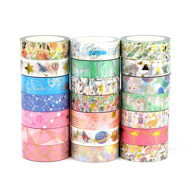 

NEW 1PC. 10M Decorative Gold and Silver Foil Floral Leaves Galaxy Masking Washi Tape Set Scrapbooking Cute Papeleria Supplies