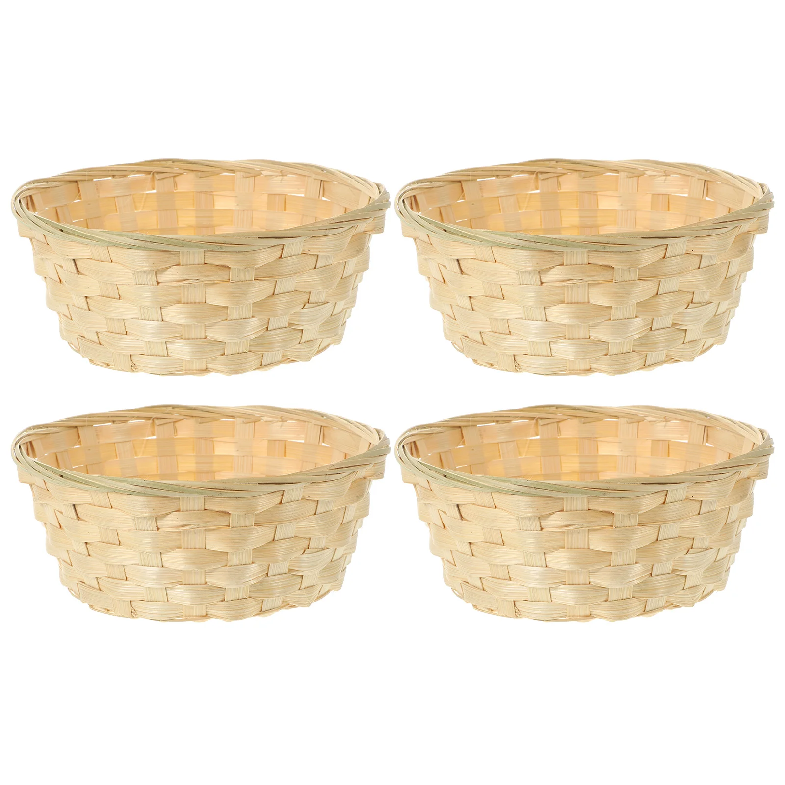 

4pcs Bamboo Woven Fruit Basket Household Hand Woven Fruit Bread Serving Basket