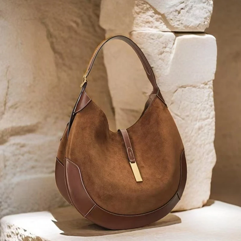 New Suede Vintage Women Shoulder Bag Luxury Women Bags Ladies Large Capacity Tote Underarm Bag Large Capacity Tote Bag 5