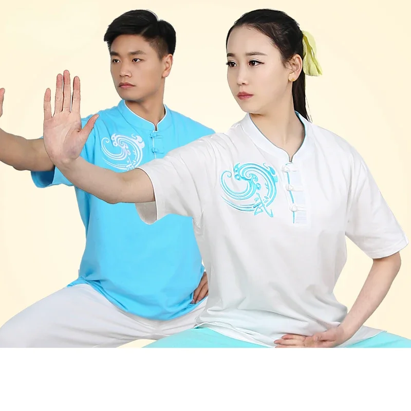 Martial Arts T-shirt Short-sleeved Clothing Kung Fu Shirt Classic Uniform Kung Fu Men's Shirt Summer Embroidery Top