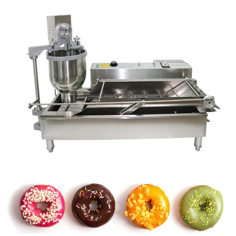 

Automatic Double-Row Donut Making Machine Electric Assembly Line Fryer Sweets Forming Machine For Making Donuts