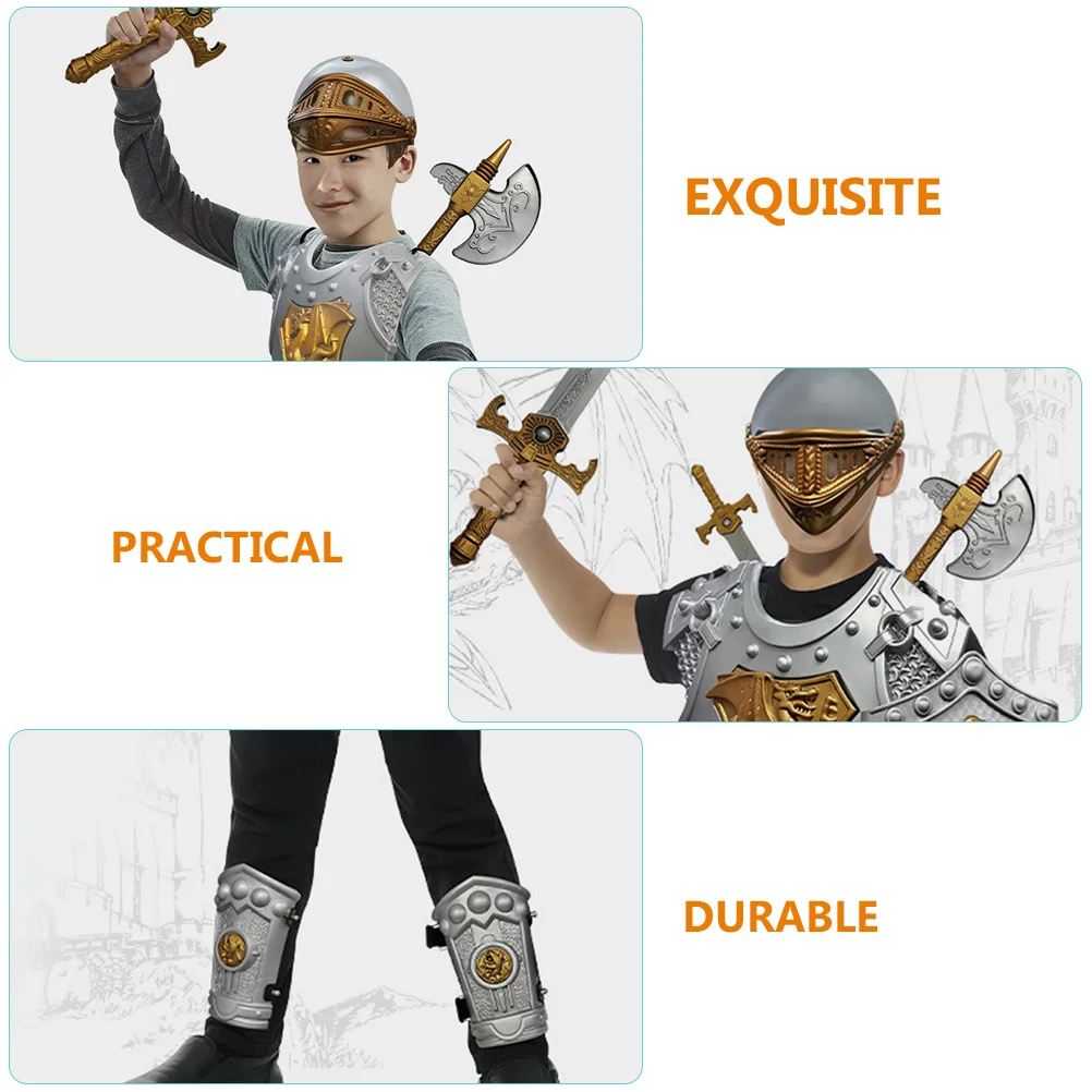 1 Set Knight Costume Armorkids Cosplay Boys Medieval Outfit Performanceclothes Partyrider Soldier Royalset Shield Toy America