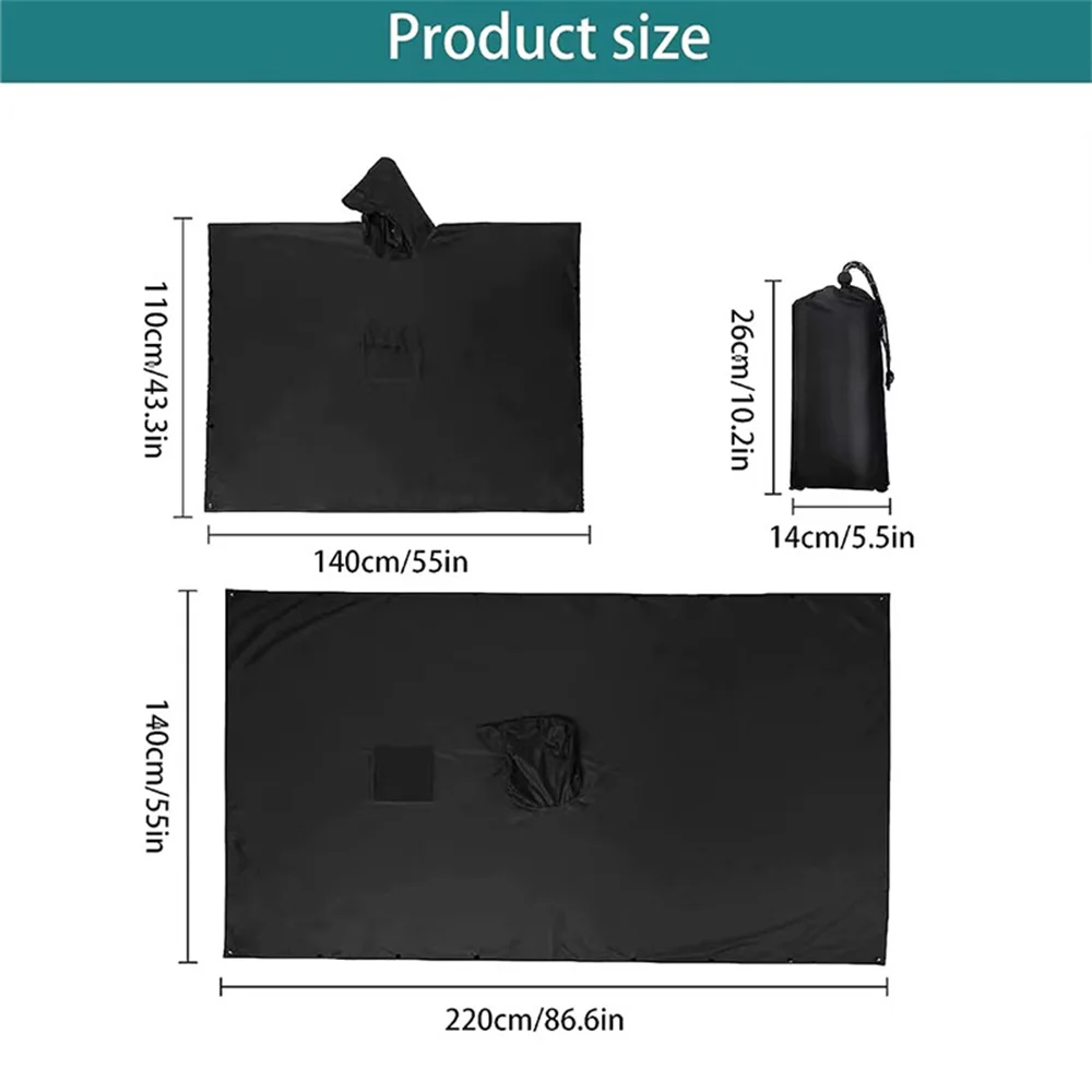 Raincoat Poncho 3 In 1 Outdoor Waterproof Hooded Sleeve Motorcycle Cover Camping Hiking Travel
