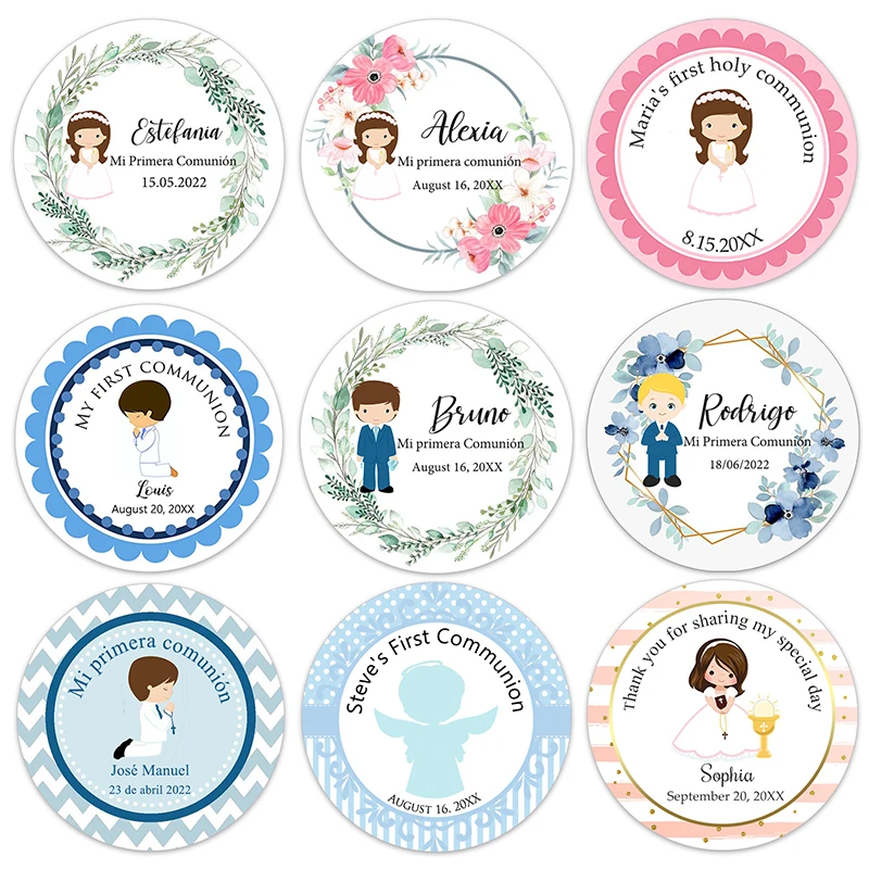 weiyou Pegatinas Comunion Personalizadas Nino,Pegatinas Personalizadas  Logo,Holy Communion Stickers,Holy Communion Decorations,Communion Stickers  Baby Shower (B,2.5cm-140pcs) : : Hogar y cocina