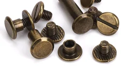 10 Sets Leather & Metal Craft Rivets - Double Curved Head Buckle Snap Fasteners - 5x6mm (Antique Brass)