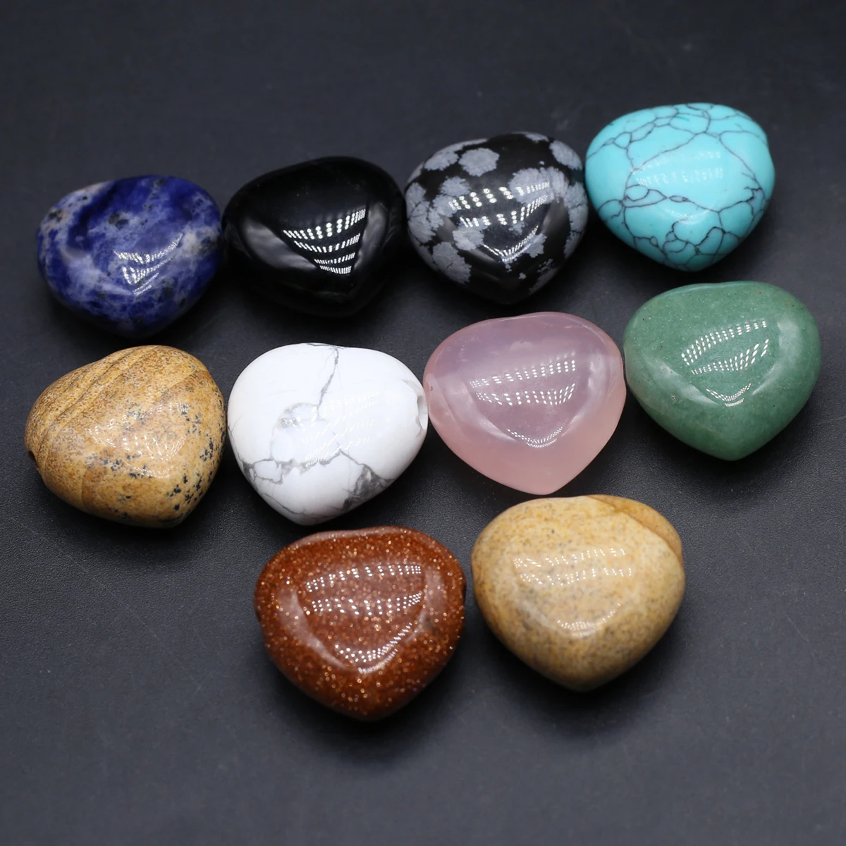 10PCS Wholesale Natural Semi precious Stone Sweet Heart shaped Pendant Jewelry Making DIY Necklace Bracelet Accessories Gift