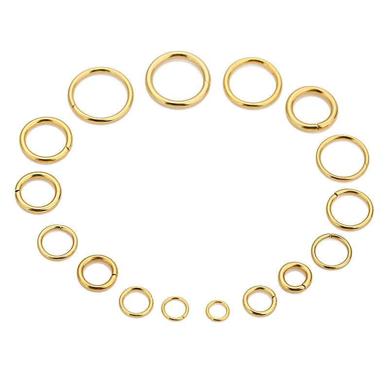 100pcs 고품질 18K 골드 도금 스테인레스 스틸 분할 반지 목걸이 팔찌 쥬얼리에 대 한 점프 반지 용품 찾기 만들기