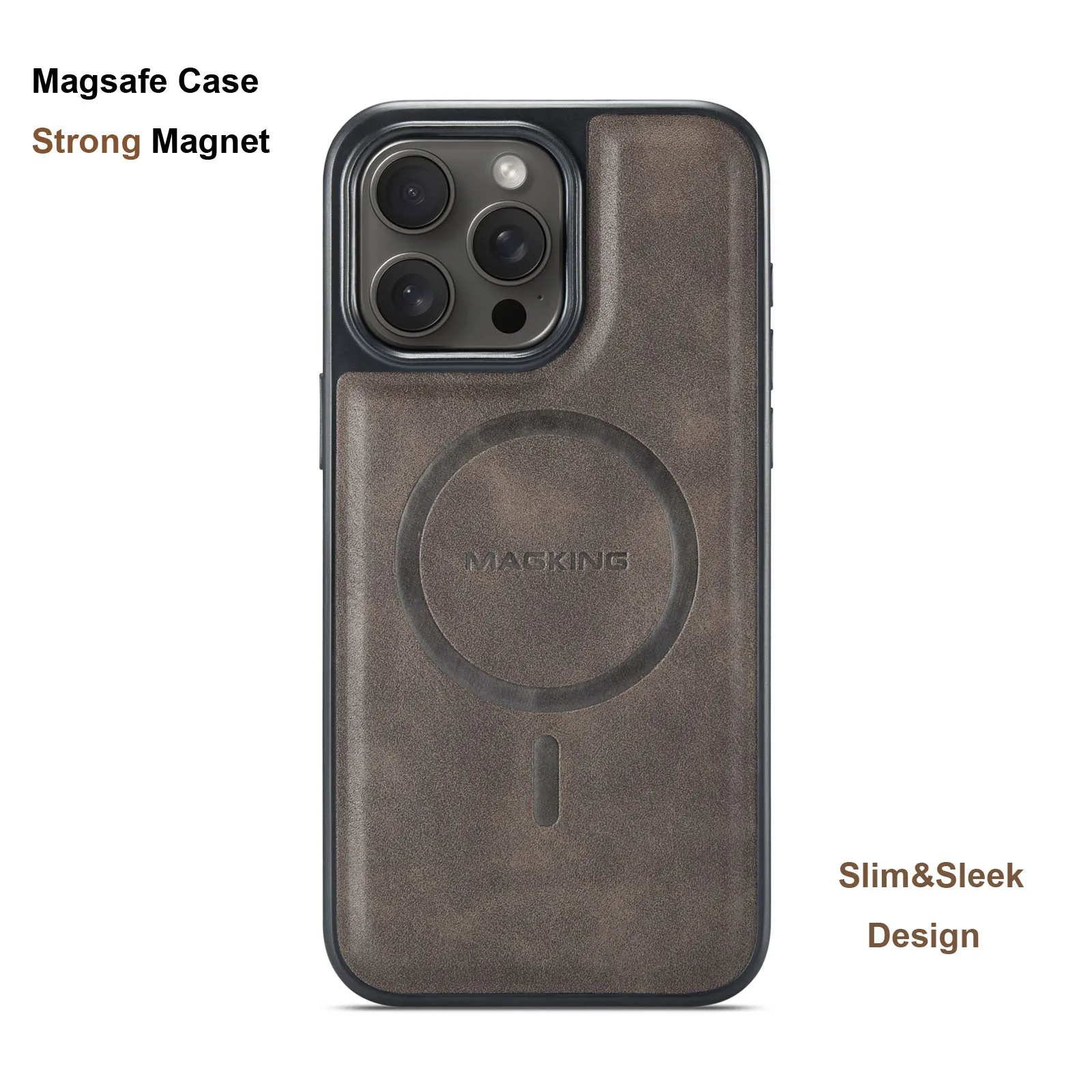 Premium Retro-Leather MagSafe Magnetic Wireless Charging Phone Case