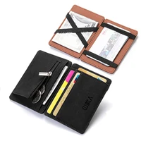 Ultra Thin Men Male PU Leather Mini Small Magic Wallets Zipper Coin Purse Pouch Plastic Credit Bank Card Case Holder Men Purses