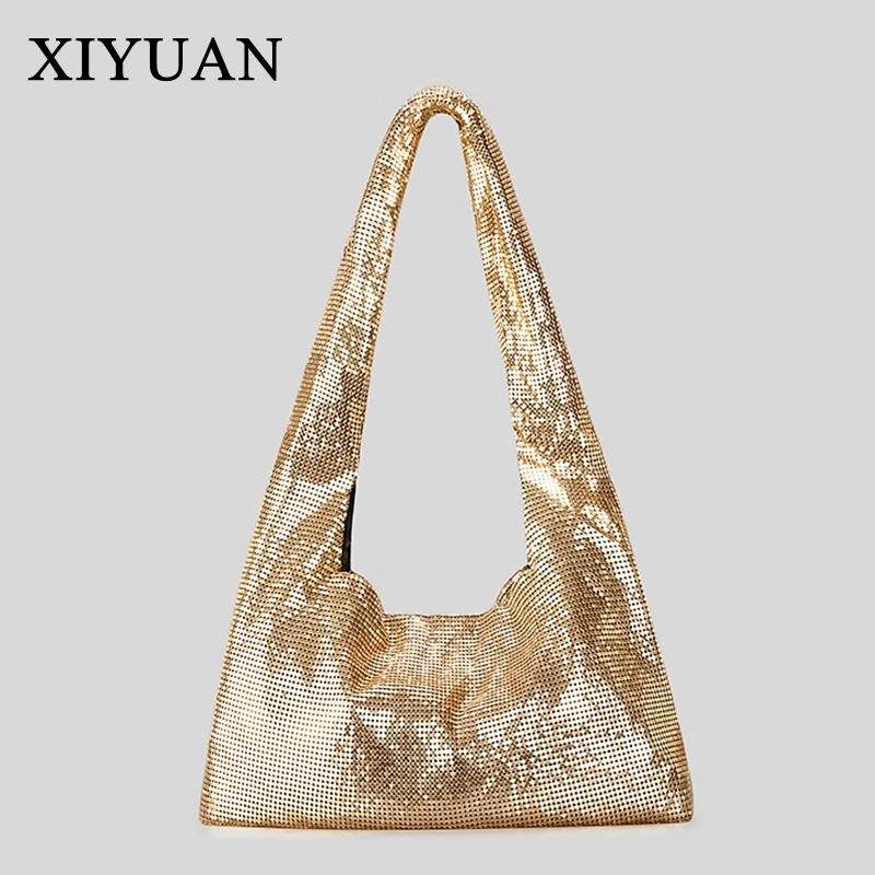 

XIYUAN New Shiny Women's Shoulder Bag Rhinestones Evening Bag Fashion Female Handbags Luxury Totes Gold Silver Black Party Bag