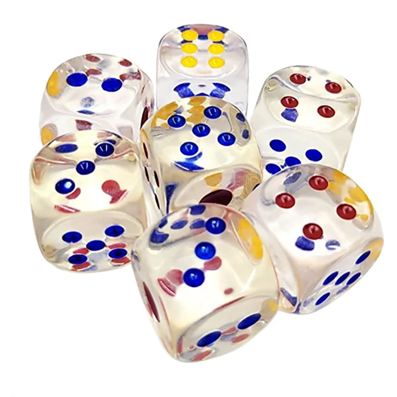 

NEW-25Mm Jumbo Dice With Colored Dots,6-Sided Transparent Dice,Fun Six-Sided Gaming Dice For Farkle,Other Dice Games,10Pcs