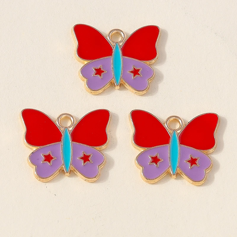 20 Stück 17x14mm Niedliche Bunte Emaille-Schmetterlingsanhänger für Schmuckherstellung, Halsketten, Ohrringe, DIY-Bastelzubehör