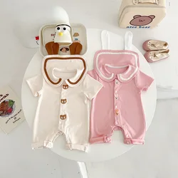 Korean 2024 Summer Baby Onesie Bear Rabbit Ear Jumpsuit Girl Clothes Suit For Girls Newborn Baby Things Newborn Photography