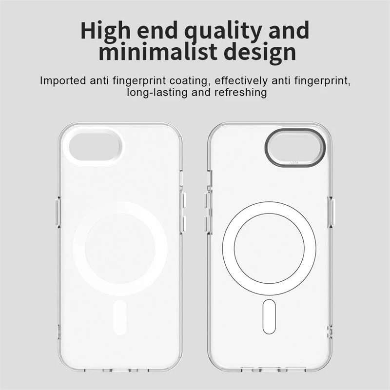 Luxury Shockproof Magnetic Matte Clear Case Cover with Wireless Charging Capability