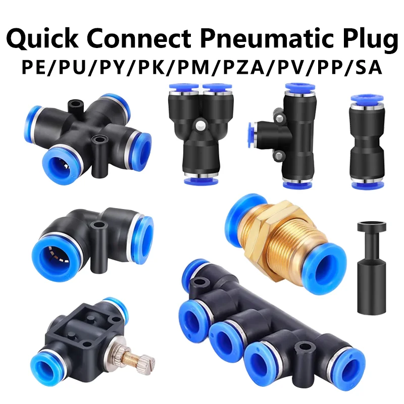 20/50PCS PE/PU/PY/PK/PM/PZA/PV/SA Pneumatic Fitting Pipe Connector Tube Air Quick Fittings Water Hose Couping 4 6 8 10 12 14mm
