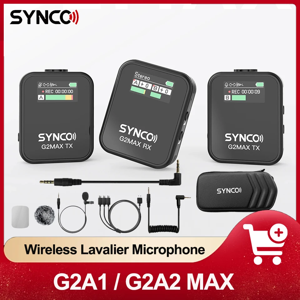 

Беспроводной микрофон SYNCO G2A1 MAX G2A2 MAX, 2,4 ГГц, аудиокамера для видеосъемки, домашний студийный петличный микрофон
