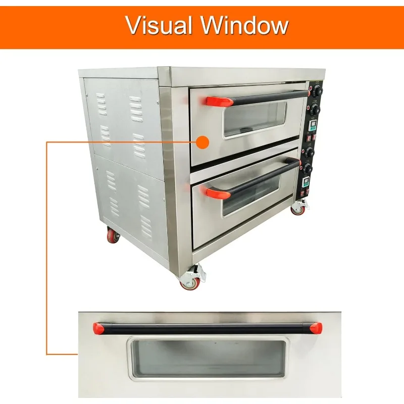 INTSUPERMAI Commercial Pizza Oven Electric Oven Double Deck Convection Oven 6400W 220V Commercial Cooker 5