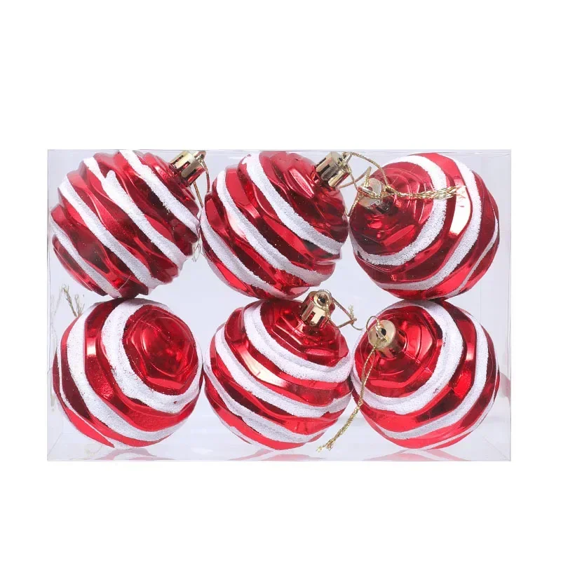 12-4PCS Christmas Candy Cane Red Ball Ornaments Xmas Tree Hanging Pendants Navidad New Year Home Decorations 2025 Natal Gift