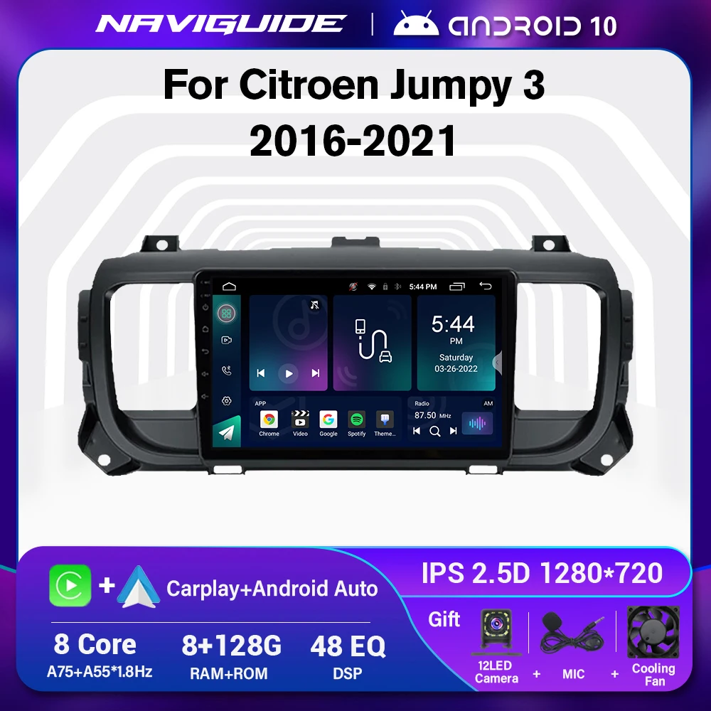 Autoradio Android 10, 2din, GPS, DSP, Carplay, récepteur stéréo, pour