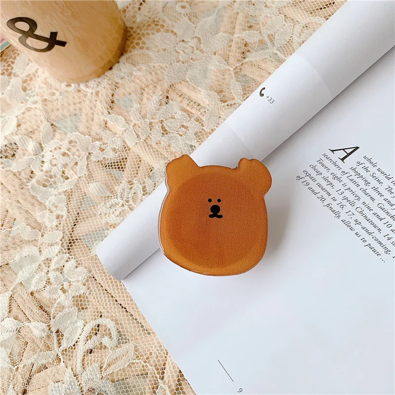 3D Glossy Cute Bear Phone Holder Griptok Support Telephone for IPhone 12 11 Pro Max XS Samsung Fold Hand Band Finger Grip Stand mobile stand for table