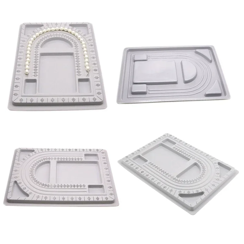 2Pcs Gray Flock Beads Tray Design Boards DIY Beading Bracelet Tools Jewelry Storage Box Tray Diy Jewelry Making