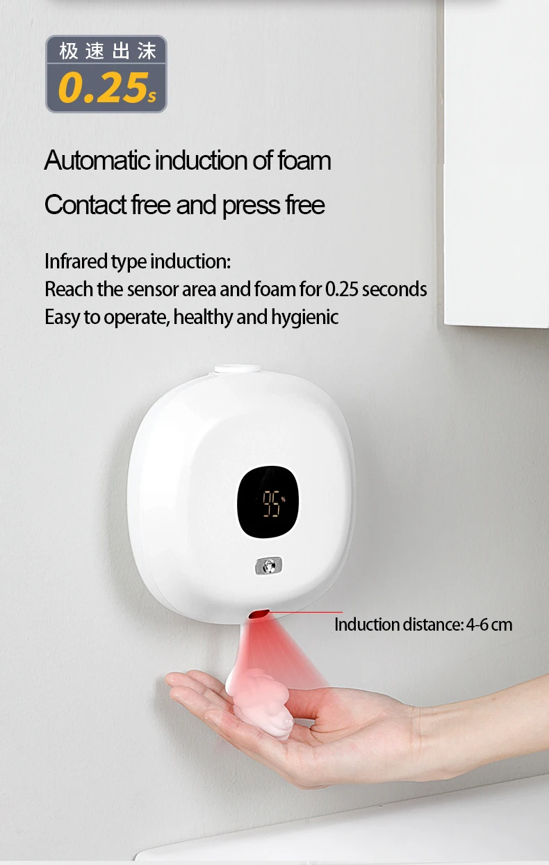 Description Picture 4 of itemNew Soap Dispenser Wall Mounted Touchless Foam Soap Dispenser Automatic Induction Hand Sanitizer Machine For Hotel Household