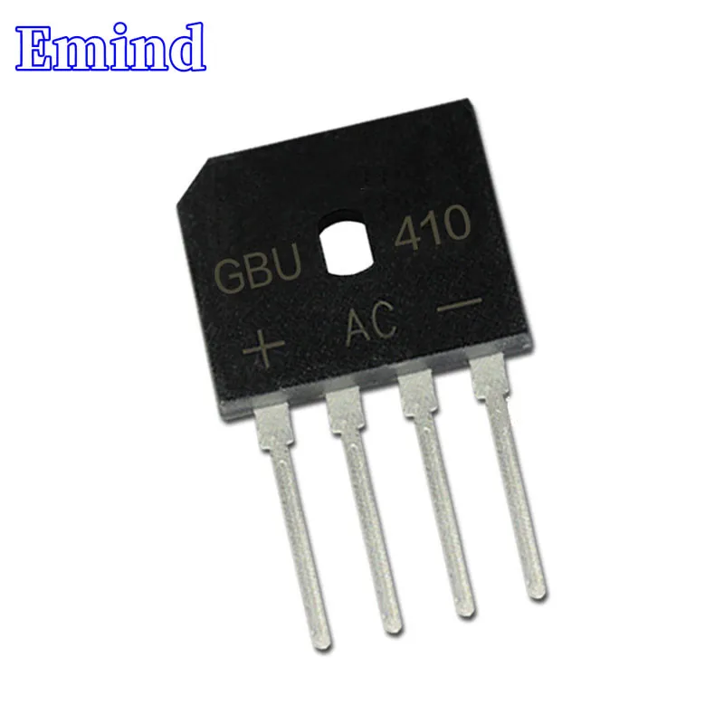 

10Pcs GBU410 Bridge Rectifier 4A/1000V GBU4M Bridge Stack Cutable Feet GBU Footprint Flat Bridge
