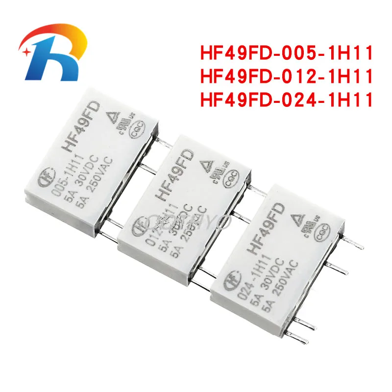 

Free Shipping 100Pcs Power Relay HF49FD-005-1H11 5V HF49FD-012-1H11 12V HF49FD-024-1H11 24V HF49FD 05 012 024 1H11 4Pin 5A Relay