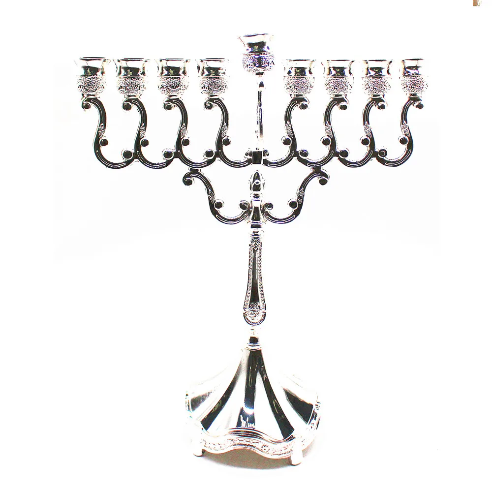 MenorahCandleHolderHanukkahCandlestickSilverColorIsraelJewish