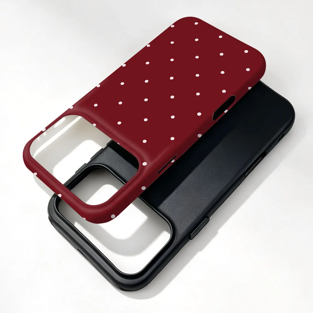 Red Polka Dot Magnetic Shockproof Phone Case with 2-in-1 Film Cover