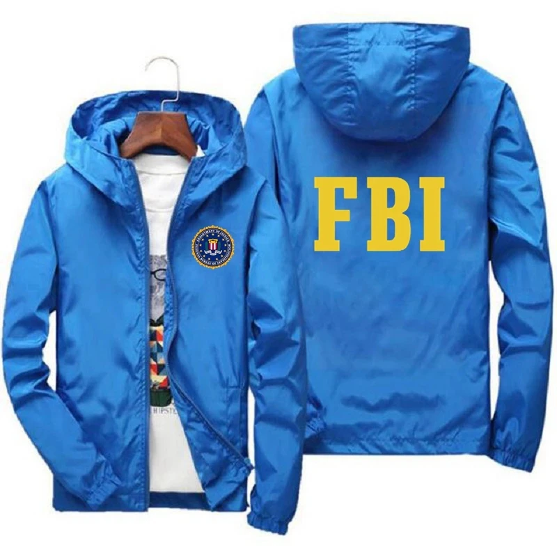 2024casual men's spring and autumn women's windproof and rainproof jacket FBI printed sports hip-hop fashion zipper men/women l