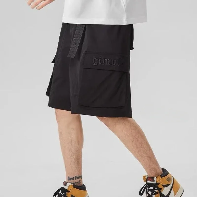 thumbnail image 1 of Pantalones cortos para hombre, bermudas holgadas, anchos, largos, cargo, negros, medio sueltos, venta al por mayor, novedad en ropa, jorts, 1 of 5