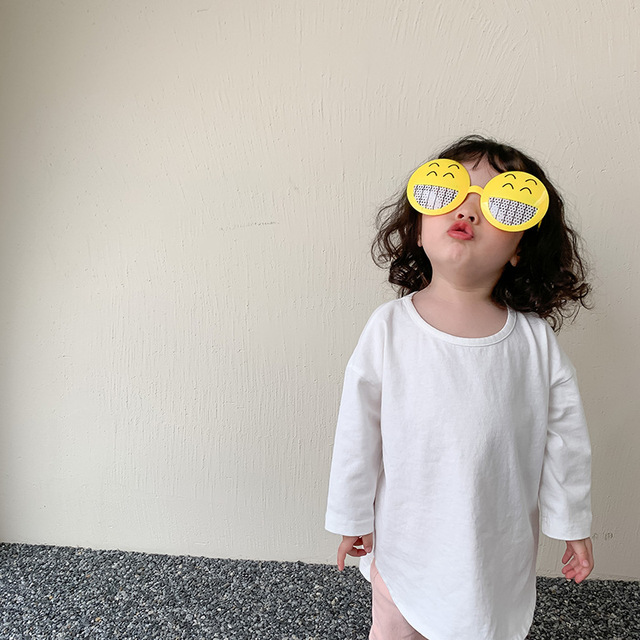 Spring New Children Clothes Baby Girls Solid Color Loose Leisure Split T-Shirt
