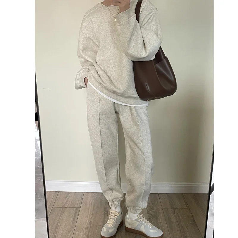 

2023 Korean Spring Autumn woman 2-Piece Sets Girl Pullover Sweater Clothes Cotton Suit Sports Pants Trousers 2pcs tracksuits