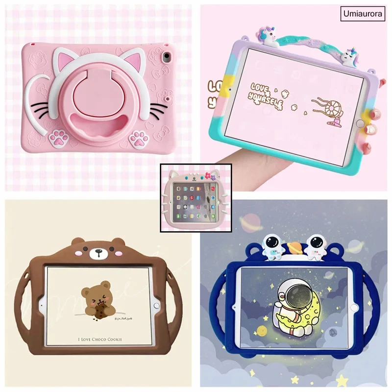 dos Desenhos Animados Silicone Tampa do Suporte para o Ipad 7th 8th 9th 10.2 2023 Mini 9.7 Pro 10.5 11 10.9 Tablet Case Shell ar Funda Crianças