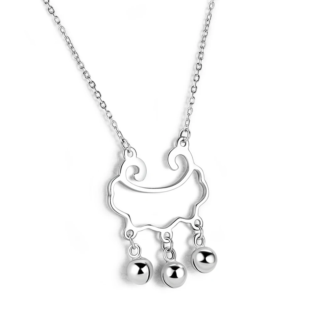

Vintage Traditional Ethnic Style 925 Silver Clavicle Chain Long Life Lock Pendant Necklace Women Simple Jewelry Gift Accessories