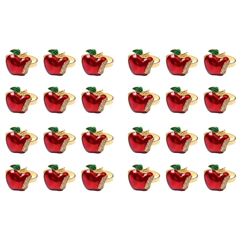 

Napkin Rings Set Of 24, Red Apple Napkin Ring For Wedding, Dinner Party, Banquet, Serviette For Christmas, Birthday