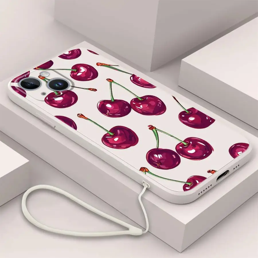 Charming Cherry Pattern Soft Cover Phone Case