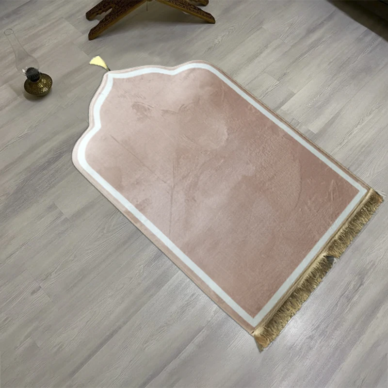 Prayer Mat for Muslim,Ramadan Flannel Carpet,Worship Kneel Embossing Floor Carpet,Non-slip Portable Travel Prayer Rug,Eid Gift