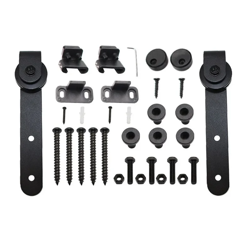 Mini Smooth Silent Sliding Barn Door Roller Track Rail Kit Hardware Cabinet Hanging Set  With Hex Wrench Hardware Accessories