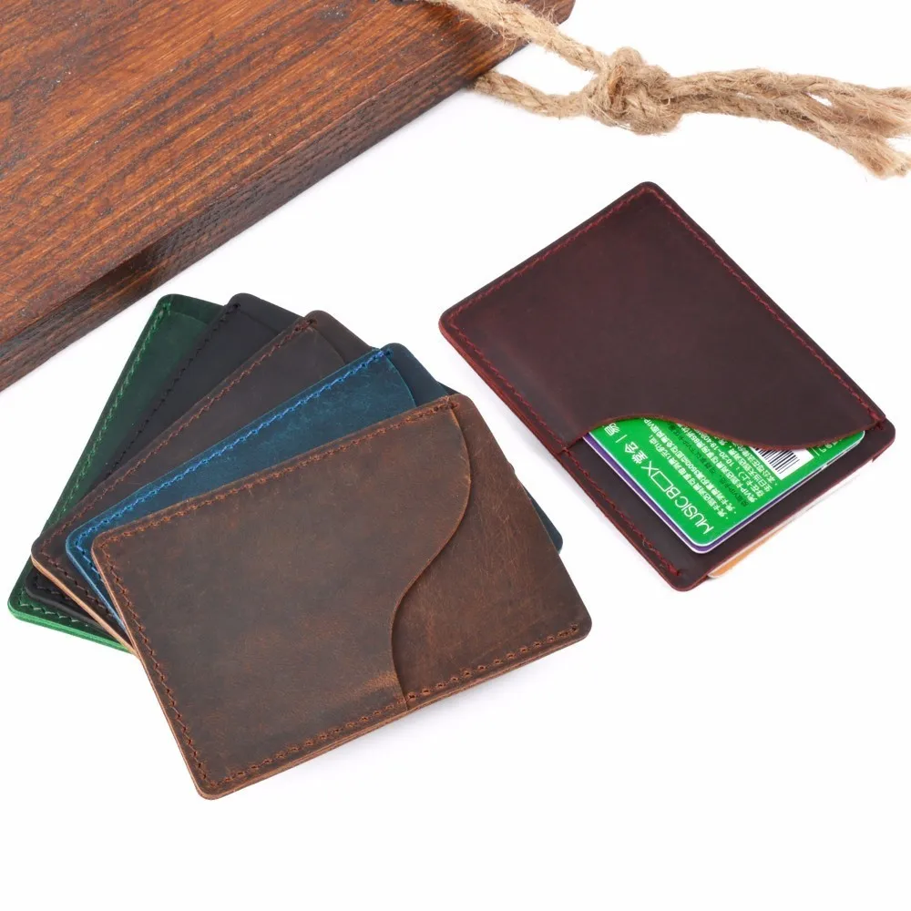 Genuine Leather Business Credit ID Card Holder Crazy Horse Leather Travel Credit Wallet Men Purse Case Leather Wallet Wallet Card Holder Card Holder Credit Card Holder Credit Card Wallet Card Wallet ID Card Holder Wallet Card Bag Business Card Holder Document Card Wallet