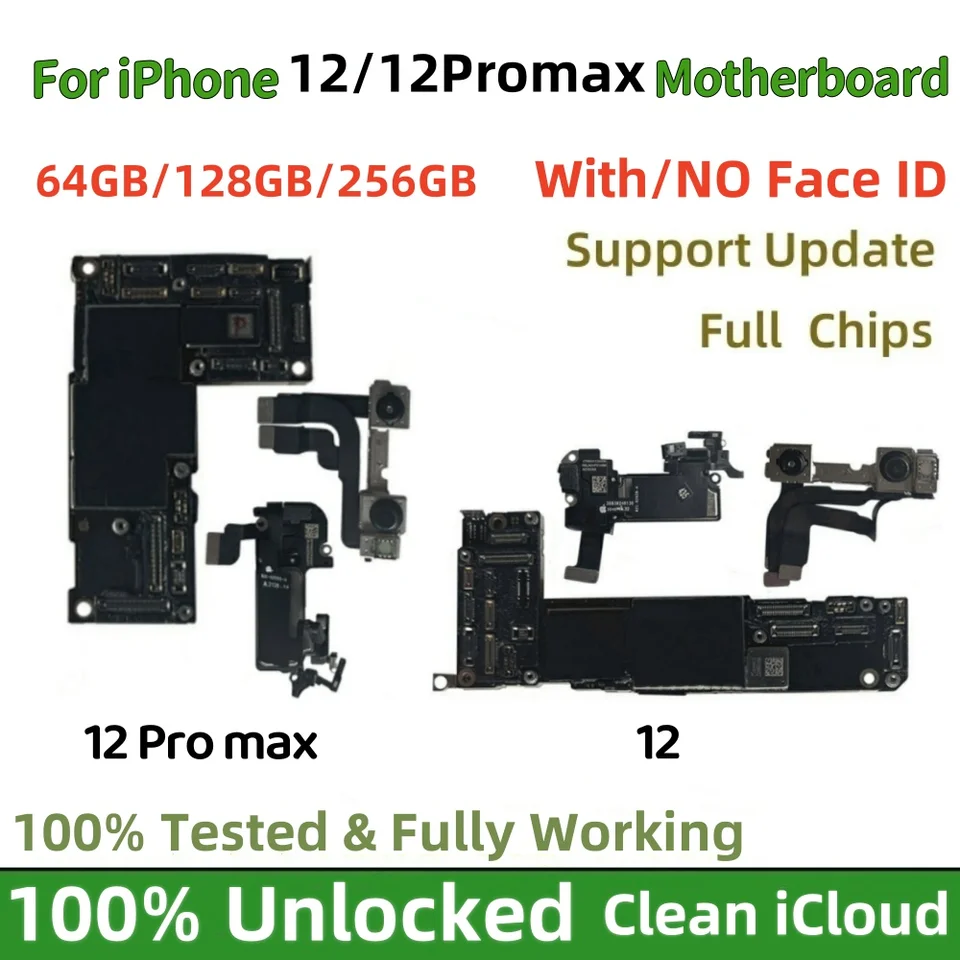 IPhone 12 Pro Max用フェイスID付きマザーボード,100% 動作,iCloud