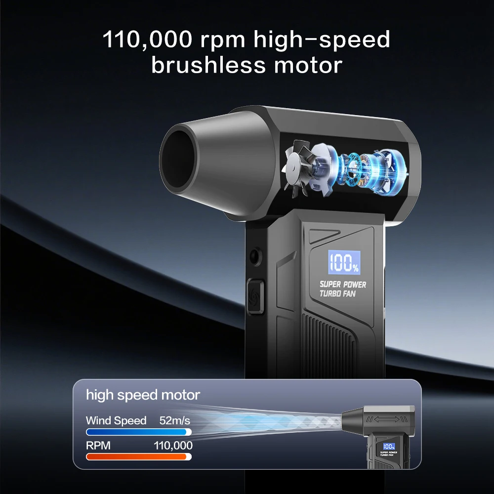 Wireless Turbo Air Blower with LED Light for Car Cleaning