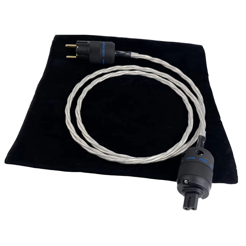 

3x12AWG High-Purity Oxygen-free Copper Plated Thick Silver Power Cable Gold US Plug Cord for CD Player