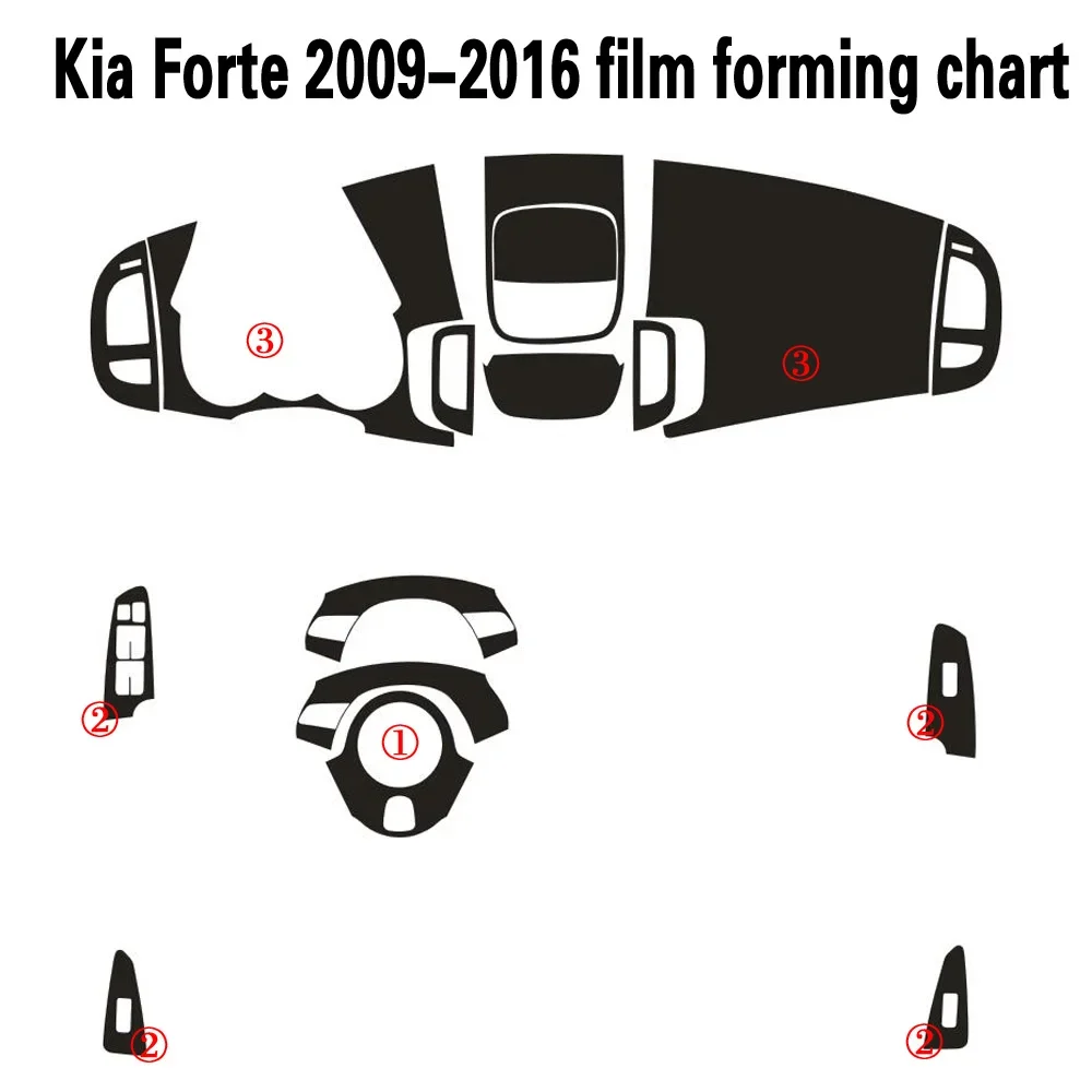 

For Kia Forte 2009-2016 Interior Central Control Panel Door Handle 3D/5DCarbon Fiber Stickers Decals Car styling Accessorie