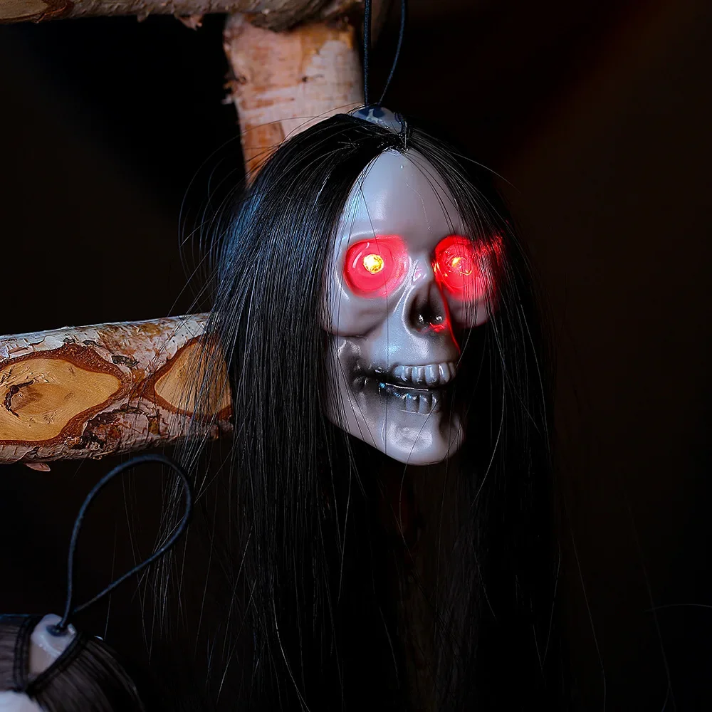 Halloween Long Hair Glowing Female Skeletons Ghosts Hanging Decorations Haunted Houses Scenes