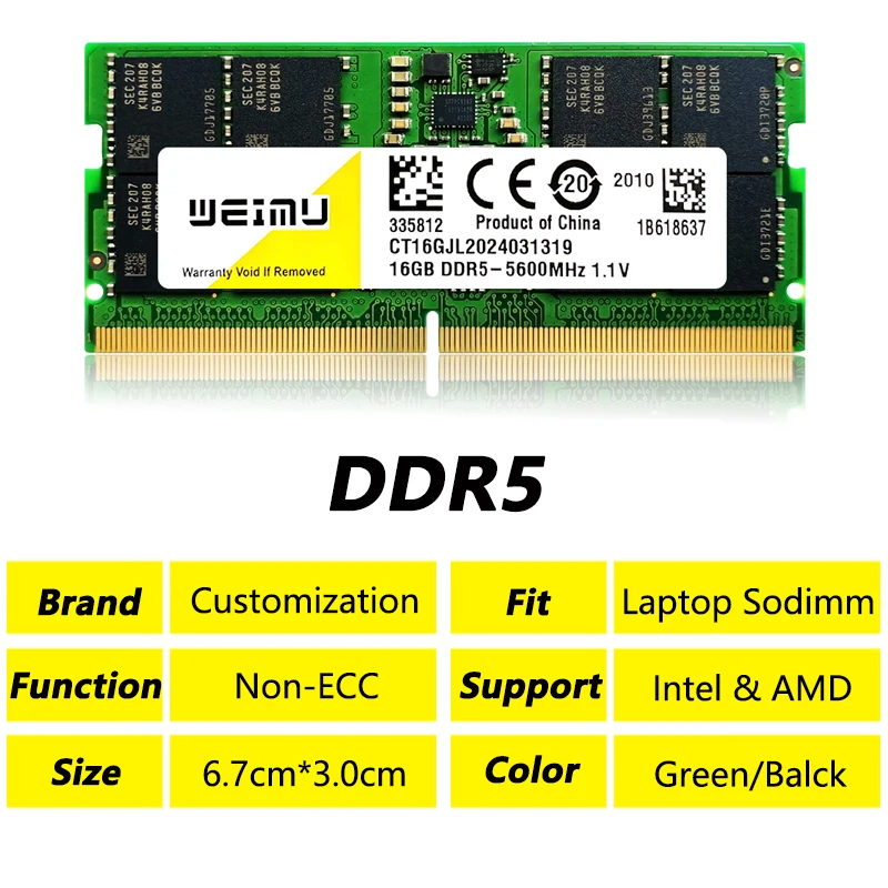 DDR5 8GB 16GB 32GB Laptop Memories Ram PC5 4800 5200 5600Mhz 1.1V